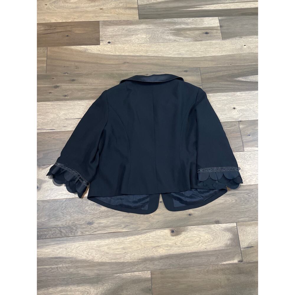Maggy London Skirt Suit Size 24 Black Chiffon Trim Scalloped Hem Lined - Picture 13 of 13